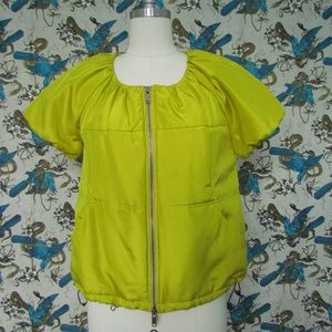 DKNY Neon Acid Yellow Green Silk Padded Jacket